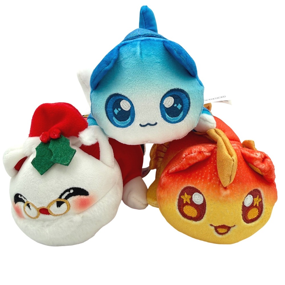 Aphmau MeeMeows Plush Lot of 3 Santa Cat Orange Seahorse Blue Pierce Mystery 6"